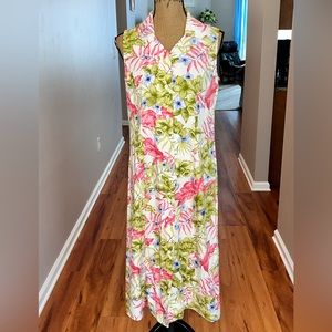 Jaclyn Smith vintage Colorful tropical floral sleeveless midi dress, sz M